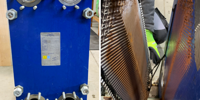 a blue machine with holes and holes